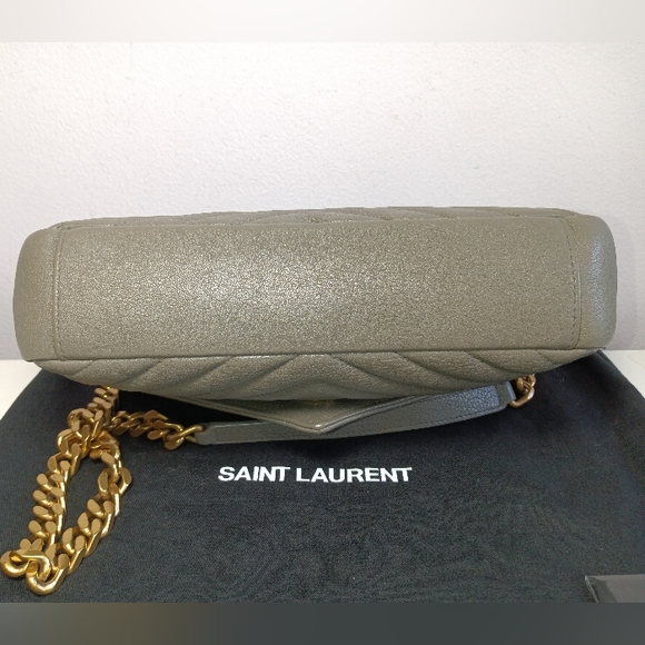NEW SAINT LAURENT COLLEGE MEDIUM CHAIN BAG IN QUILTED LEATHER GREY GOLD - Picture 5 of 16